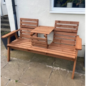 Rustic Garden Bench Outdoor Patio Loveseat 3/2 Seater Wooden Companion Table Set - Image 3