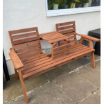 Rustic Garden Bench Outdoor Patio Loveseat 3/2 Seater Wooden Companion Table Set