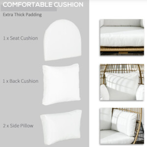 Rattan Garden Armchair Outdoor Patio Cushion Egg Chair Vintage Retro Style Seat - Image 7