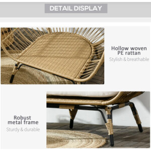 Rattan Garden Armchair Outdoor Patio Cushion Egg Chair Vintage Retro Style Seat - Image 8