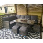Large Garden Furniture Wicker Rattan Corner Sofa Seat Set Fire Pit Dining Table