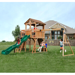 Kids Garden Playhouse Large Wendy Tree House Wooden Playcentre Slide Swing Set - Image 2