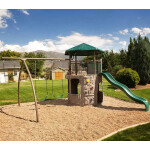 Outdoor Kids Playhouse Children Slide Swing Set Large Climbing Playcentre House