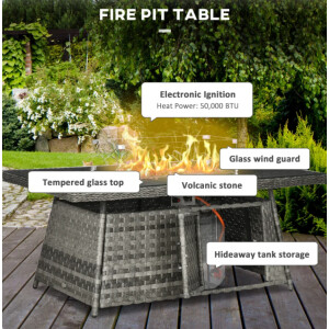 Large Garden Furniture Wicker Rattan Corner Sofa Seat Set Fire Pit Dining Table - Image 6