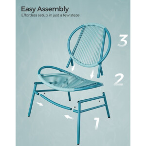 Conservatory Bistro Set Blue Modern Patio Furniture 2 Seater Garden Chair Small Table - Image 3