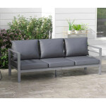 Metal Garden Bench 3 Seater Sofa Large Patio Furniture Modern Grey Cushion Seat