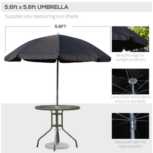 Patio Garden Furniture Small Glass Dining Table 4 Seat Folding Chair Parasol Set - Image 5