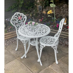 Vintage Bistro Set Garden 3 Table Chairs French Style Furniture Metal Aluminium Patio