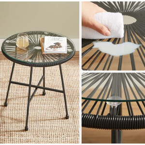 Garden Bistro Set Small Modern Black Retro Patio Furniture 2 Chairs Conversation Table - Image 2