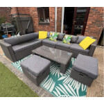Corner Rattan Sofa Set Garden Patio Furniture Large Outdoor Seater Table Stools