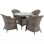 Rattan Dining Set 4 Seater Large Round Table Wicker Chair Garden Patio Furniture