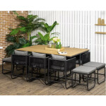Garden Dining Set Large Metal Patio Furniture 6 Chair Seater Table Cushion Stool