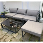 Metal Patio Furniture Conservatory Lounge Set Corner Garden Cushion Sofa Table