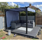 Metal Garden Pergola Retractable Sun Canopy Large Structure Awning Patio Gazebo