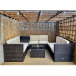Rattan Corner Sofa Set Large Garden Patio Furniture Wicker Lounge Cushion Table