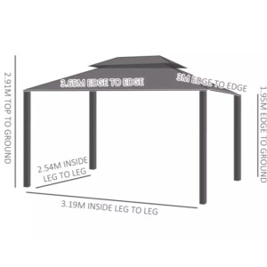 Metal Garden Gazebo Large Structure Curtains Shelter Outdoor Canopy Tent Roof - Image 2