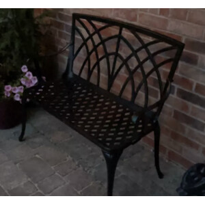 Cast Aluminium Bench Vintage French Style Small 2 Seater Garden Patio Love Chair - Image 3