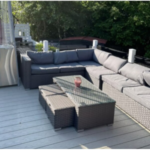 Corner Rattan Sofa Set Garden Patio Furniture Large Outdoor Seater Table Stools - Image 3