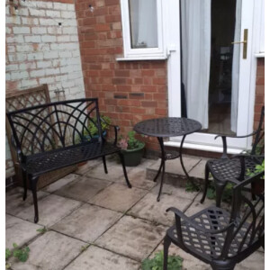 Cast Aluminium Bench Vintage French Style Small 2 Seater Garden Patio Love Chair - Image 4