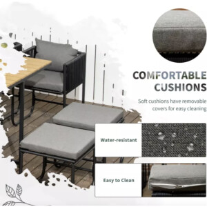 Garden Dining Set Large Metal Patio Furniture 6 Chair Seater Table Cushion Stool - Image 3