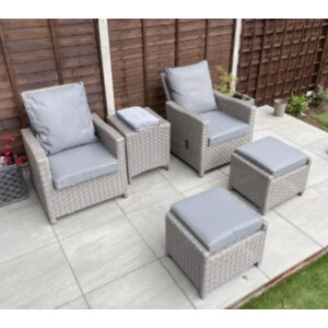 Rattan Bistro Set Garden Wicker Patio Furniture 2 Chair Stool Cooler Table Cover - Image 3