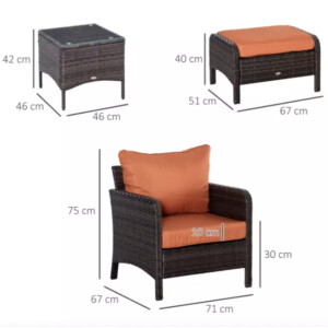 Rattan Bistro Set Wicker Lounge Garden Furniture Sofa Chair Table Cushion Stools - Image 3