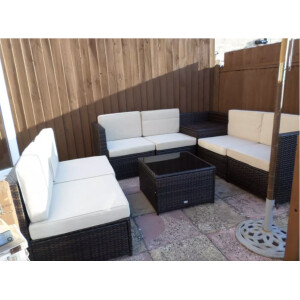 Rattan Corner Sofa Set Large Garden Patio Furniture Wicker Lounge Cushion Table - Image 3