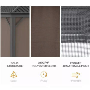 Metal Garden Gazebo Large Structure Curtains Shelter Outdoor Canopy Tent Roof - Image 4