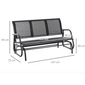 Large Garden Bench 3 Seater Rocking Metal Glider Seat Outdoor Patio Swing Chair - Image 4