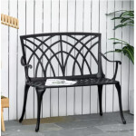 Cast Aluminium Bench Vintage French Style Small 2 Seater Garden Patio Love Chair
