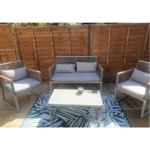 Modern Patio Furniture Rattan Conservatory Sofa Chairs Metal Garden Table Set - Image 5