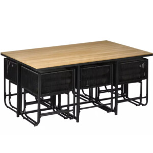 Garden Dining Set Large Metal Patio Furniture 6 Chair Seater Table Cushion Stool - Image 6
