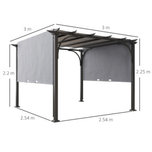 Metal Garden Pergola Retractable Sun Canopy Large Structure Awning Patio Gazebo - Image 4
