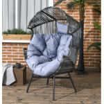 Garden Egg Chair Outdoor Rattan Patio Padded Seat Cushion Large Wicker Armchair