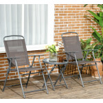 Garden Bistro Set Folding Patio Furniture Small Coffee Table 2 Seat Metal Chairs