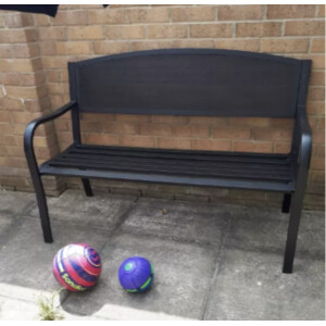 Metal Garden Bench Small Patio Furniture Outdoor 2 Seater Park Loveseat Chair - Image 3