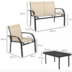 Metal Patio Set Outdoor Garden Furniture Small Lounge Sofa Chairs Dining Table - Image 4