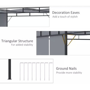 Metal Pergola Canopy Large Retractable Gazebo Patio Structure Garden Awning Tent - Image 4