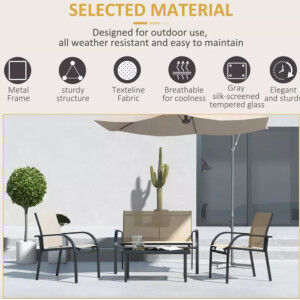 Metal Patio Set Outdoor Garden Furniture Small Lounge Sofa Chairs Dining Table - Image 5