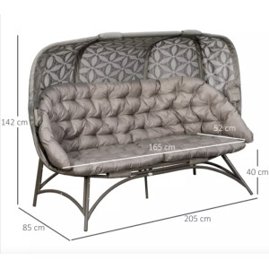 Large Papasan Chair Outdoor Patio Sofa Metal Egg Armchair Garden Retro Bench - Image 5