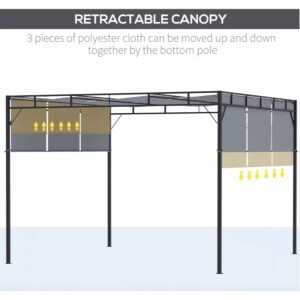 Metal Pergola Canopy Large Retractable Gazebo Patio Structure Garden Awning Tent - Image 5