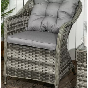 Rattan Bistro Set Garden Wicker Woven Patio Furniture 2 Seat Cushion Chair Table - Image 6