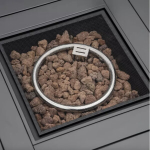 Fire Pit Table Outdoor Gas Patio Heater Large Grey Garden Dining Metal Rattan Style - Image 6