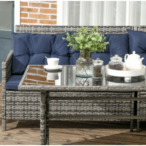Garden Dining Set Large Rattan Furniture Patio Glass Table Corner Wicker Sofa - Image 7
