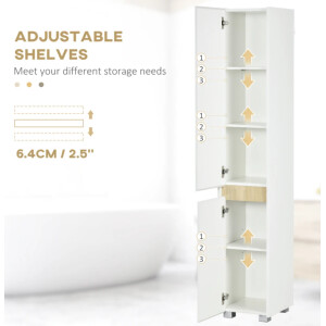 Tall Bathroom Cabinet Modern Storage Cupboard Narrow Slim Tallboy Tower Unit - Image 4