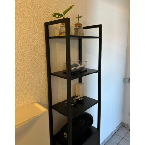 Tall Industrial Bookcase Black Narrow Slim Shelf Unit Rustic Display Storage Cabinet - Image 3