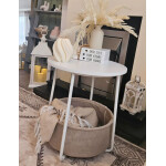 Round Side Table Modern White Storage Coffee Shelf Metal Furniture Plant Stand
