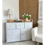 Modern Chest Drawers Large Bedroom Furniture White Oak Sideboard Storage Cabinet