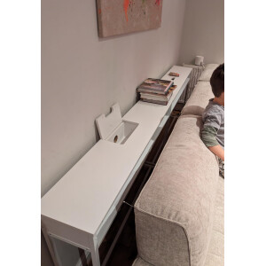 Modern Console Table White Slim Storage Shelf Narrow Metal Hallway Sideboard USB - Image 6