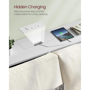 Modern Console Table White Slim Storage Shelf Narrow Metal Hallway Sideboard USB - Image 4